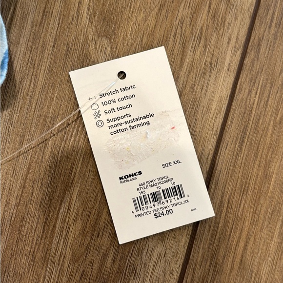 Apt. 9 Blue and White Short Sleeve Tee Tropical Design - Picture 3 of 3